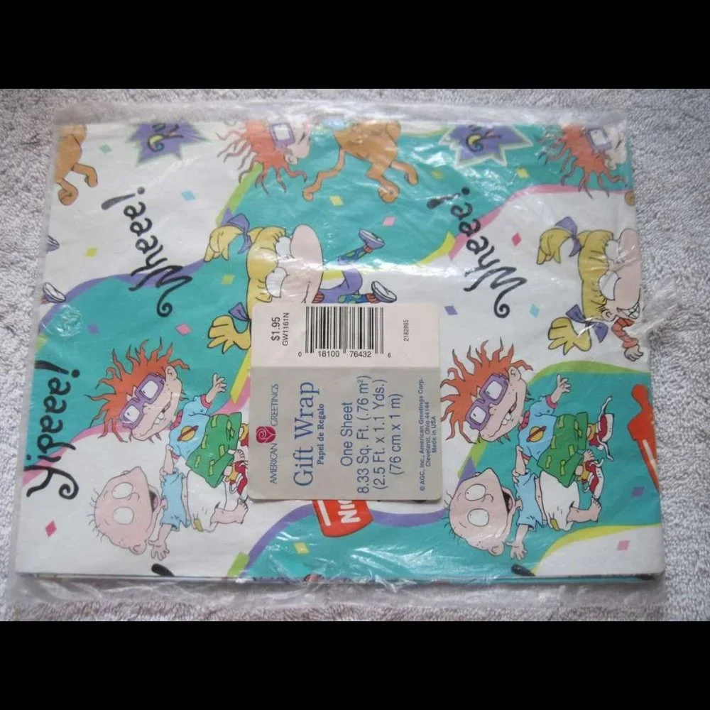 1 Rugrats 8.33 Sq Ft Sheet Gift Wrap White American Greetings Tommy Chucky Spike